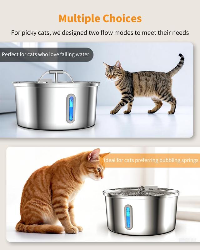 Smart Cordless Pet Water Fountain 3.2L with Motion Sensor & 304 Steel
