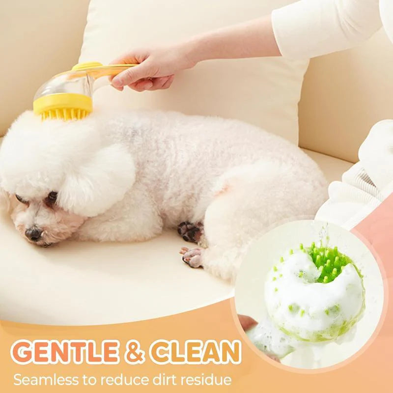 All-in-One Pet Bath Brush: Massage, Shampoo Dispenser & Hair Collector