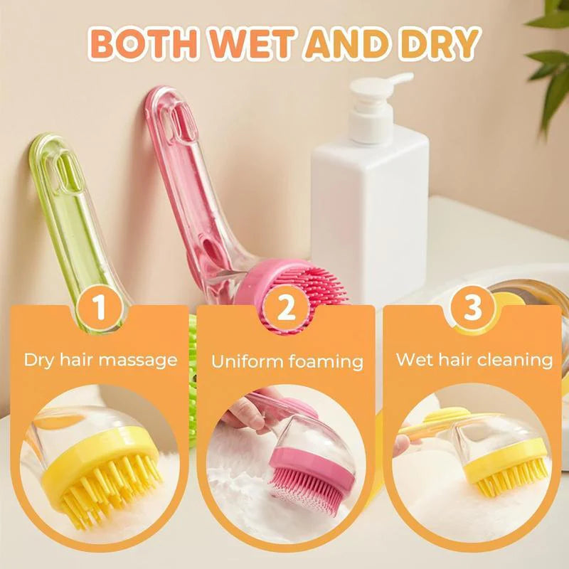 All-in-One Pet Bath Brush: Massage, Shampoo Dispenser & Hair Collector