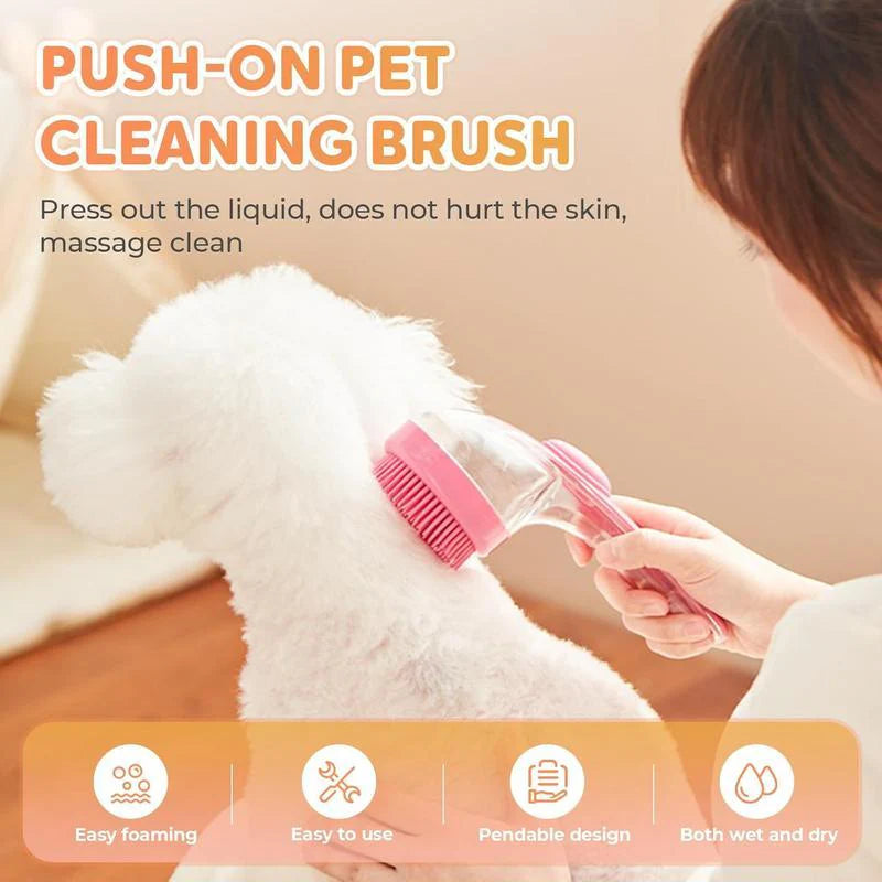 All-in-One Pet Bath Brush: Massage, Shampoo Dispenser & Hair Collector