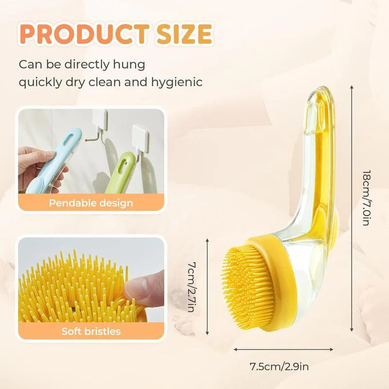 All-in-One Pet Bath Brush: Massage, Shampoo Dispenser & Hair Collector
