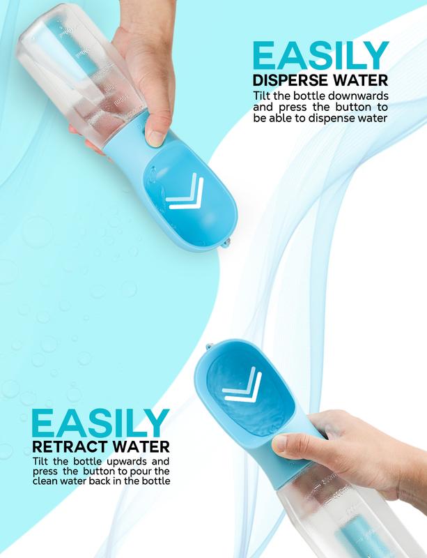 3-in-1 Pet Travel Bottle: 20oz Water, Food & Poop Bag Dispenser, Leakproof