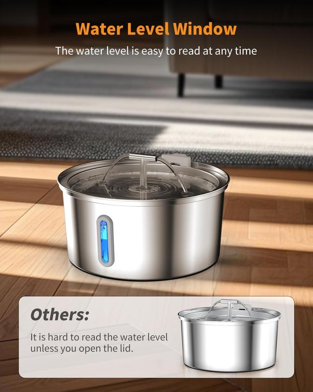 Smart Cordless Pet Water Fountain 3.2L with Motion Sensor & 304 Steel
