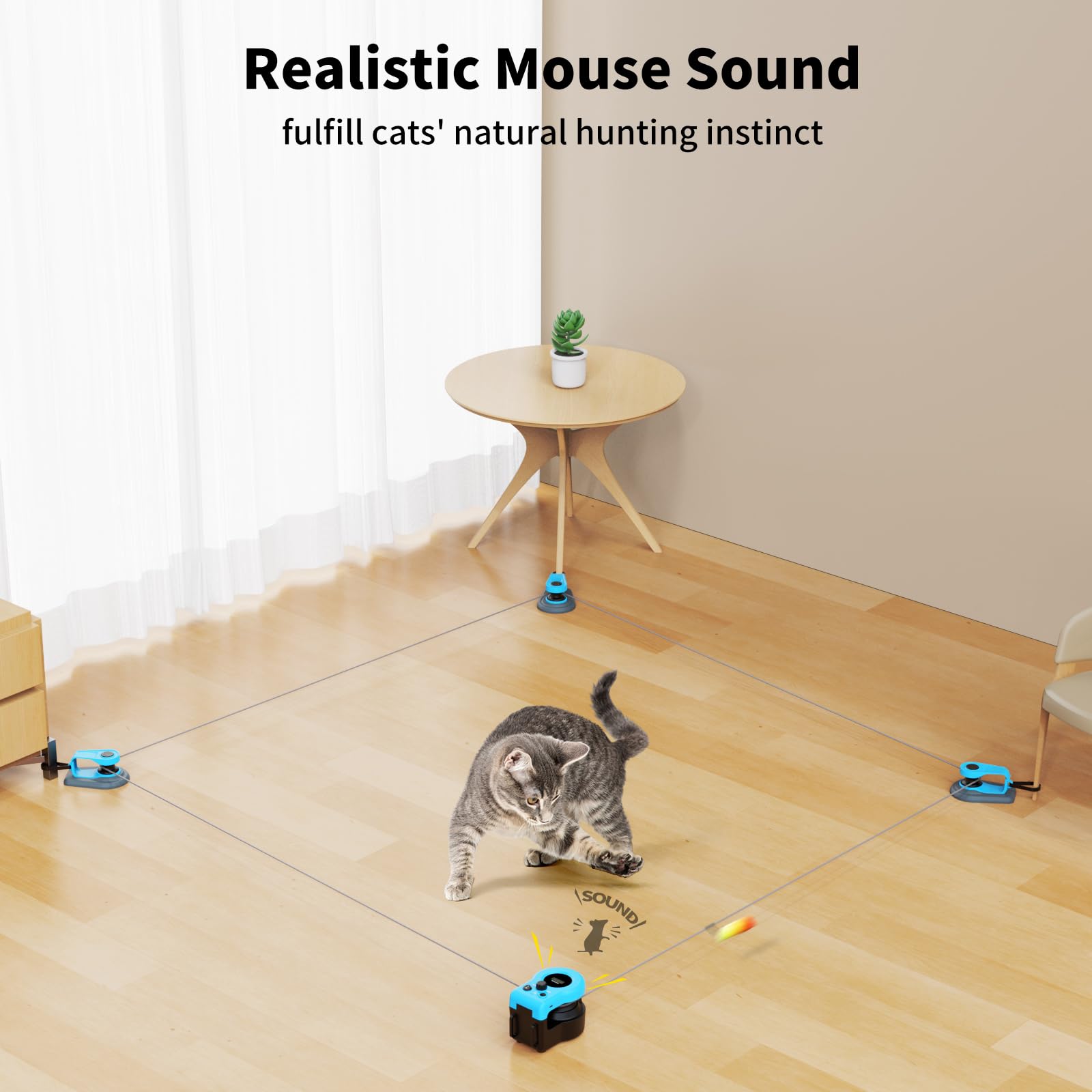 Interactive Cat Toy for Indoor Cats, Auto/Manual Feather Mouse Treadmill