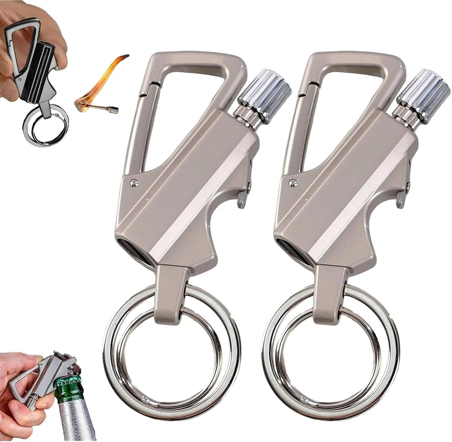 🔥Permanent Flint Fire Starter Keychain with Bottle Opener
