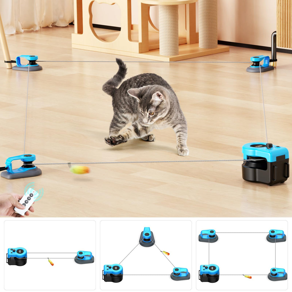 Interactive Cat Toy for Indoor Cats, Auto/Manual Feather Mouse Treadmill
