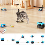Interactive Cat Toy for Indoor Cats, Auto/Manual Feather Mouse Treadmill