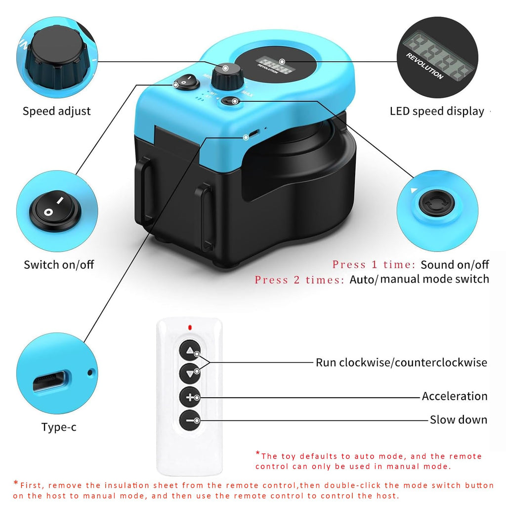 Interactive Cat Toy for Indoor Cats, Auto/Manual Feather Mouse Treadmill