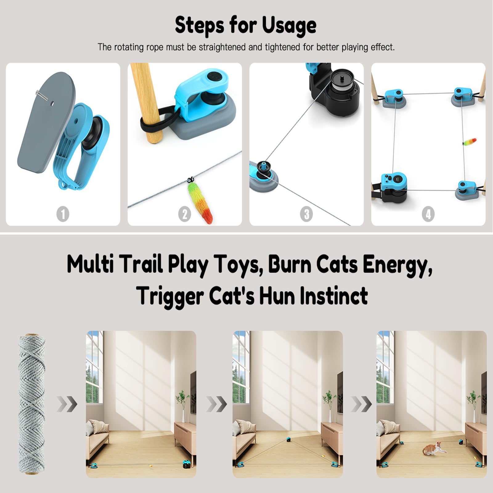 Interactive Cat Toy for Indoor Cats, Auto/Manual Feather Mouse Treadmill