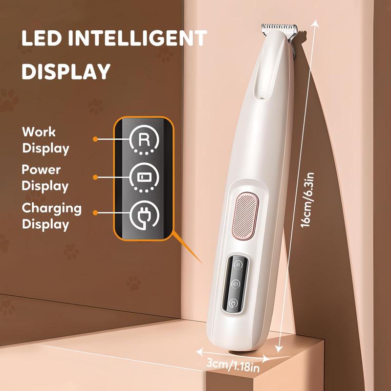 Upgraded LED Dog Paw Trimmer - Low Noise, Waterproof Pet Hair Shaver
