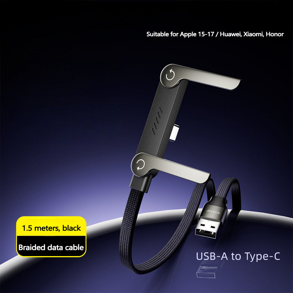 240W 2‑in‑1 Fast Charging Cable with Invisible Phone Stand