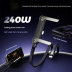 240W 2‑in‑1 Fast Charging Cable with Invisible Phone Stand