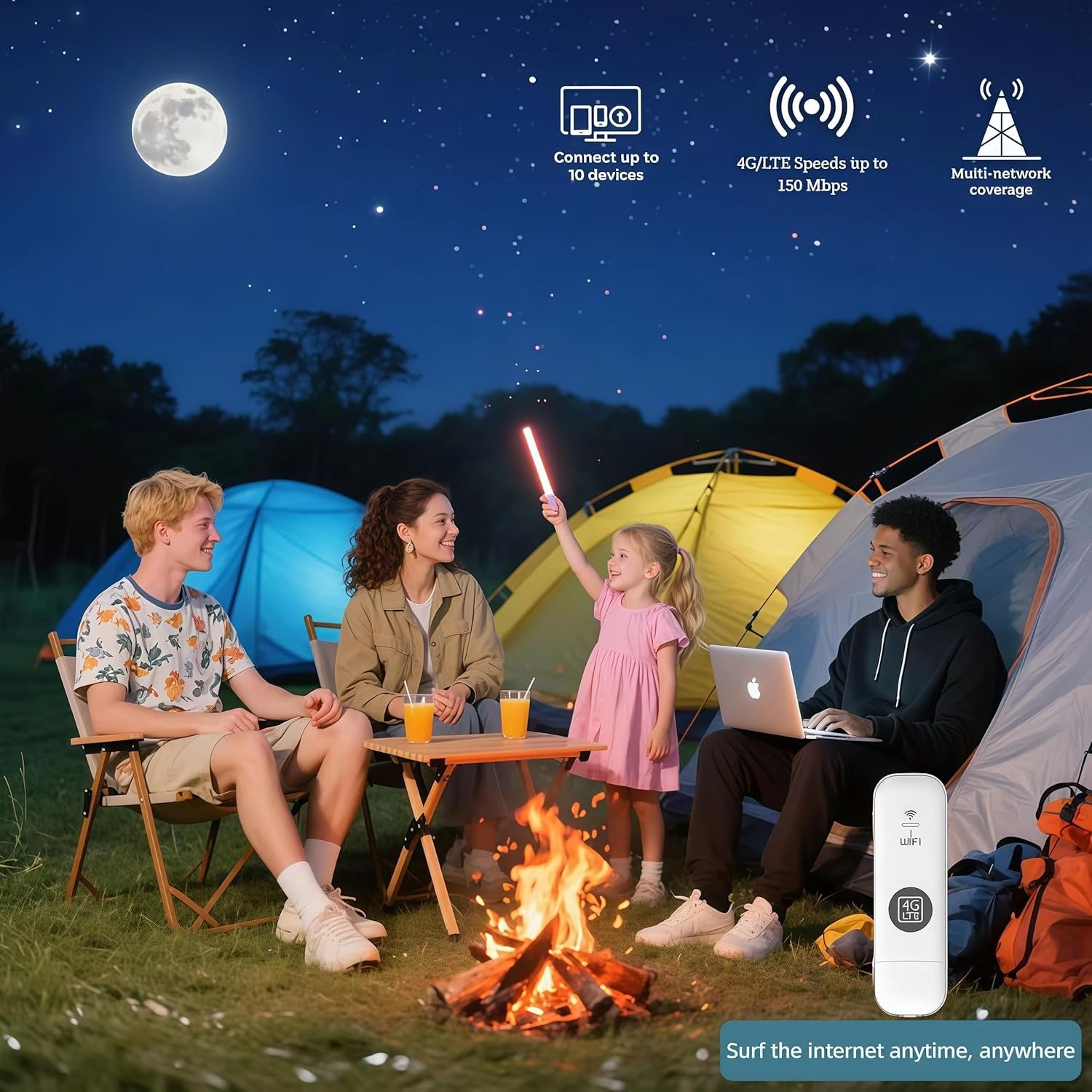 4G LTE Portable Wi‑Fi Hotspot with SIM Slot