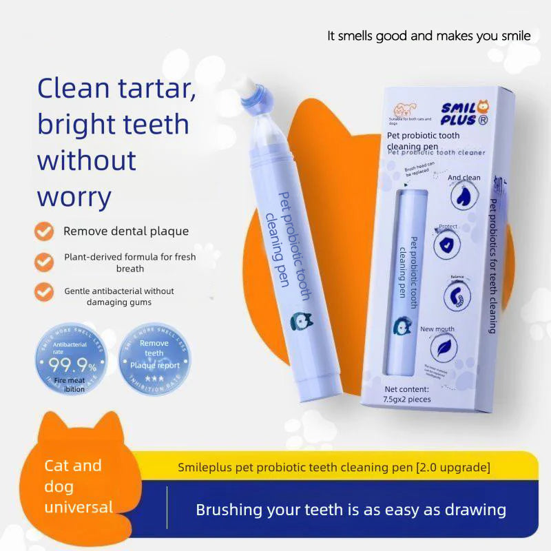 2-in-1 Pet Toothbrush with Probiotics & Plant Extract for Dental Care