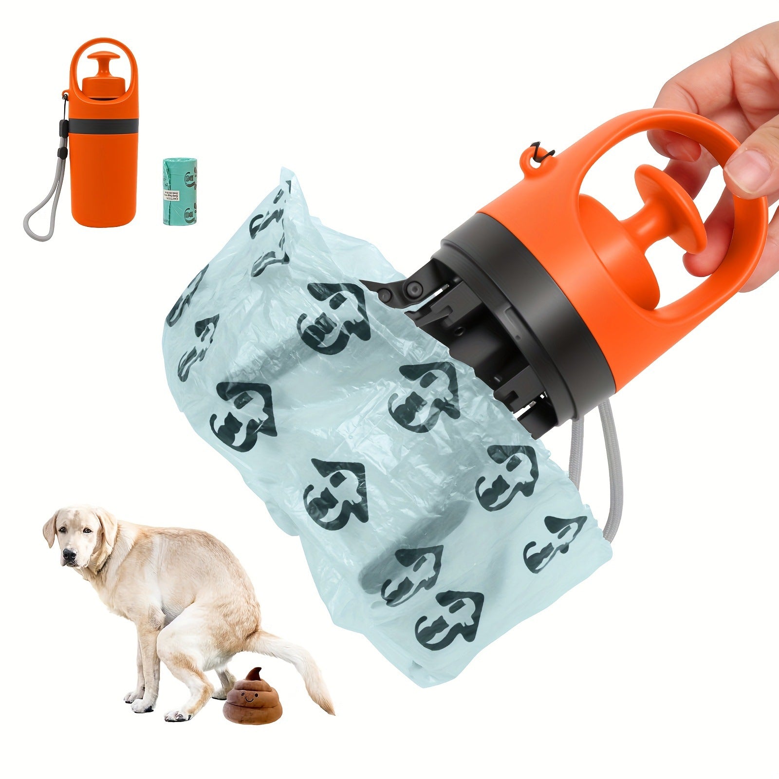 Walk & Clean 2-in-1 Dog Poop Scooper with Waste Bag Dispenser, Portable