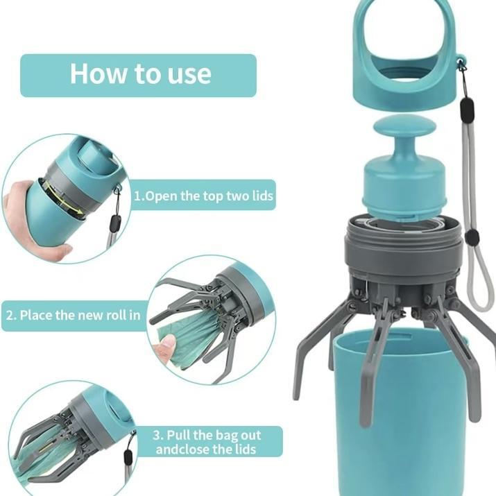 Walk & Clean 2-in-1 Dog Poop Scooper with Waste Bag Dispenser, Portable