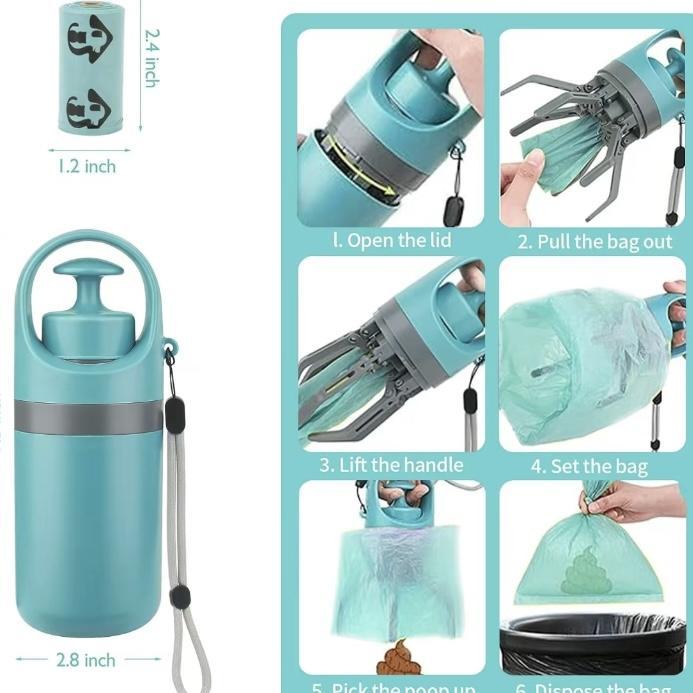 Walk & Clean 2-in-1 Dog Poop Scooper with Waste Bag Dispenser, Portable