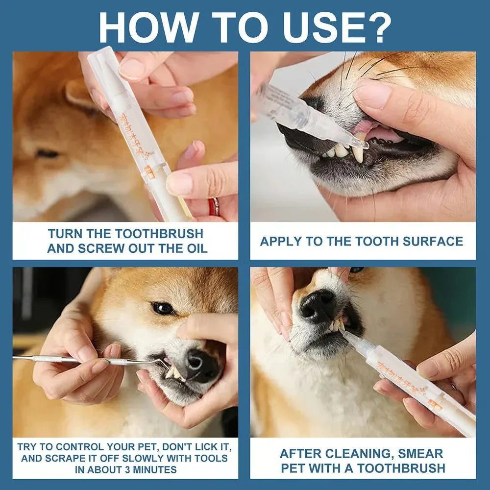 Pet Dental Care Pen - Easy Grip Plaque Remover for Dogs & Cats