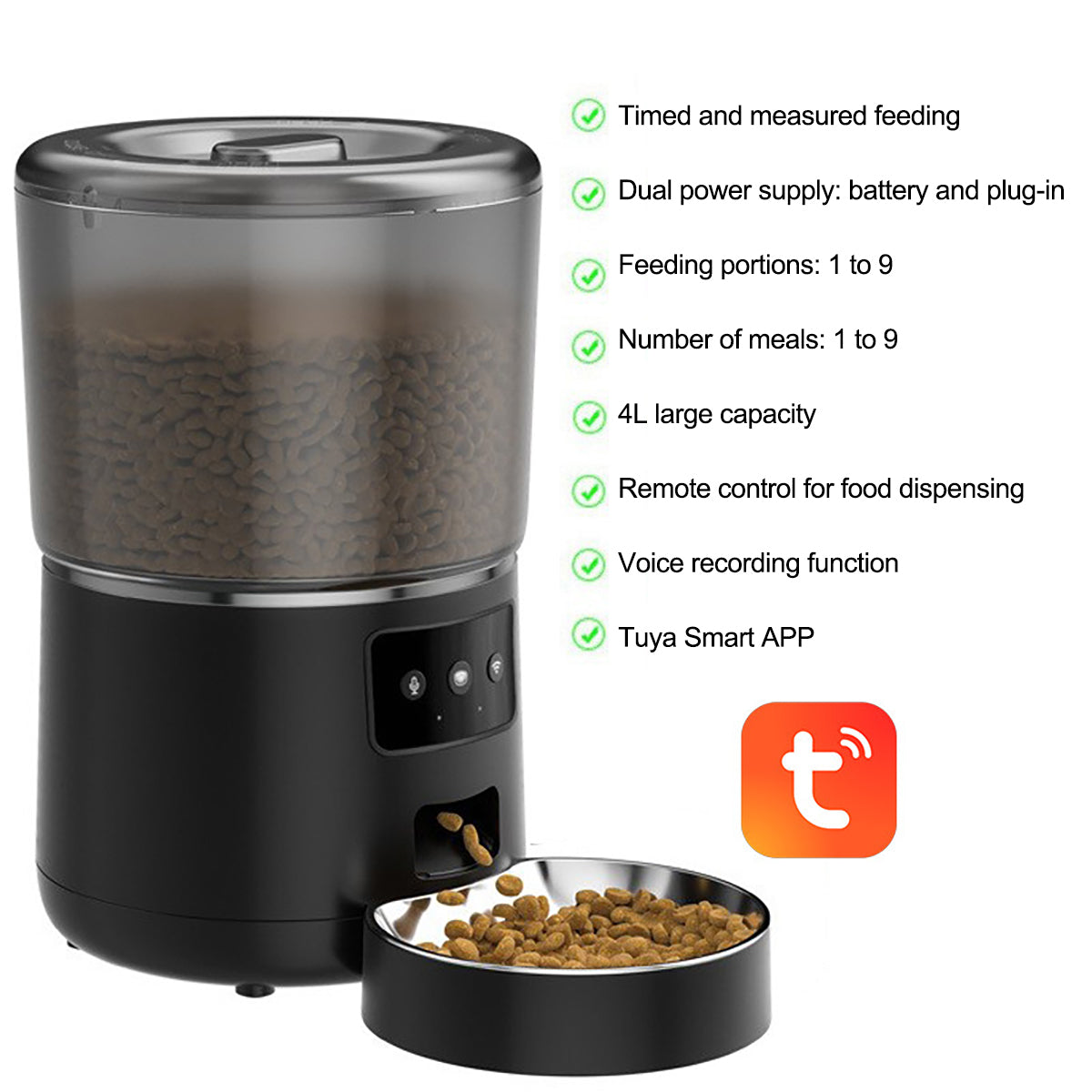 4L Smart WiFi Pet Feeder with App, Custom Voice Message & Freshness Lock