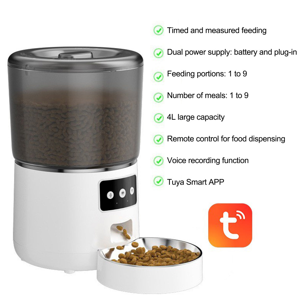 4L Smart WiFi Pet Feeder with App, Custom Voice Message & Freshness Lock